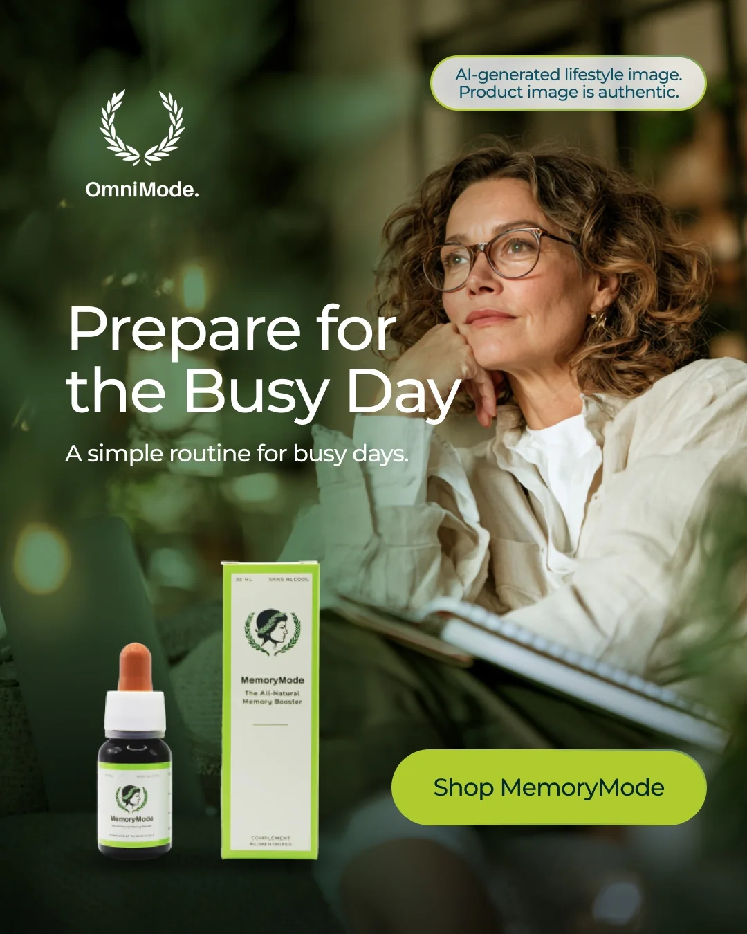 MemoryMode campaign creative focused on a busy-day routine